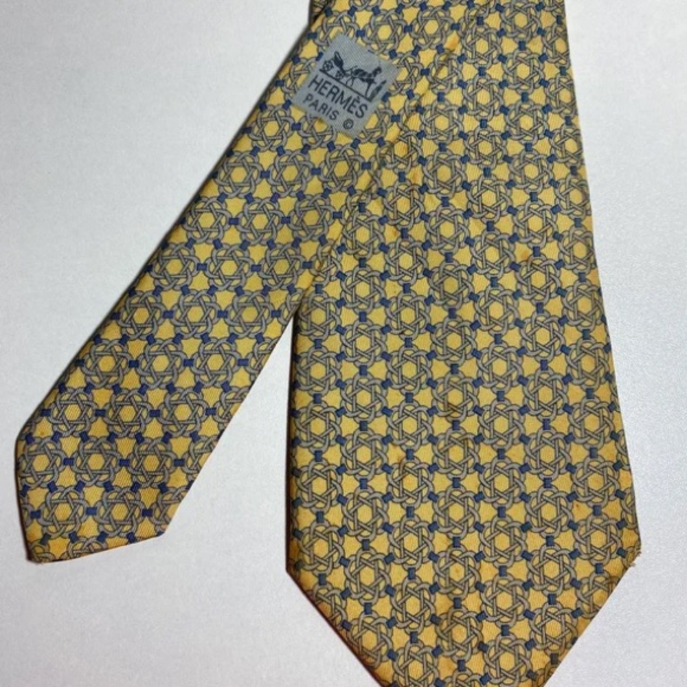 LIKE NEW! HERMES Yellow and Blue Men's Tie